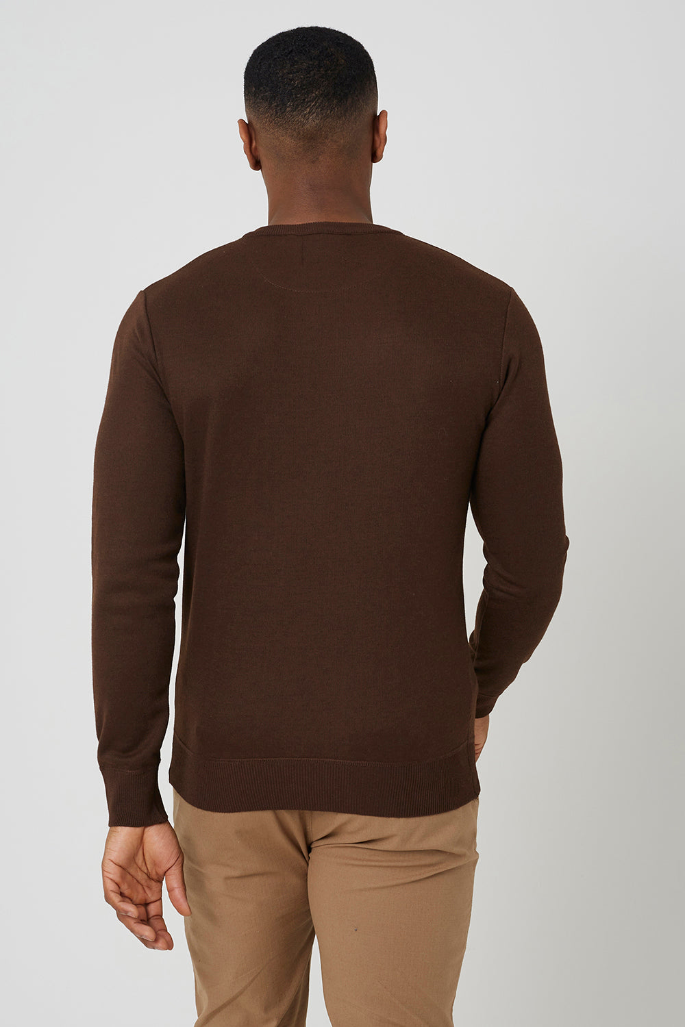 Brave Soul Chocolate V-Neck Slim Fit Jumper - Chocolate Image 2