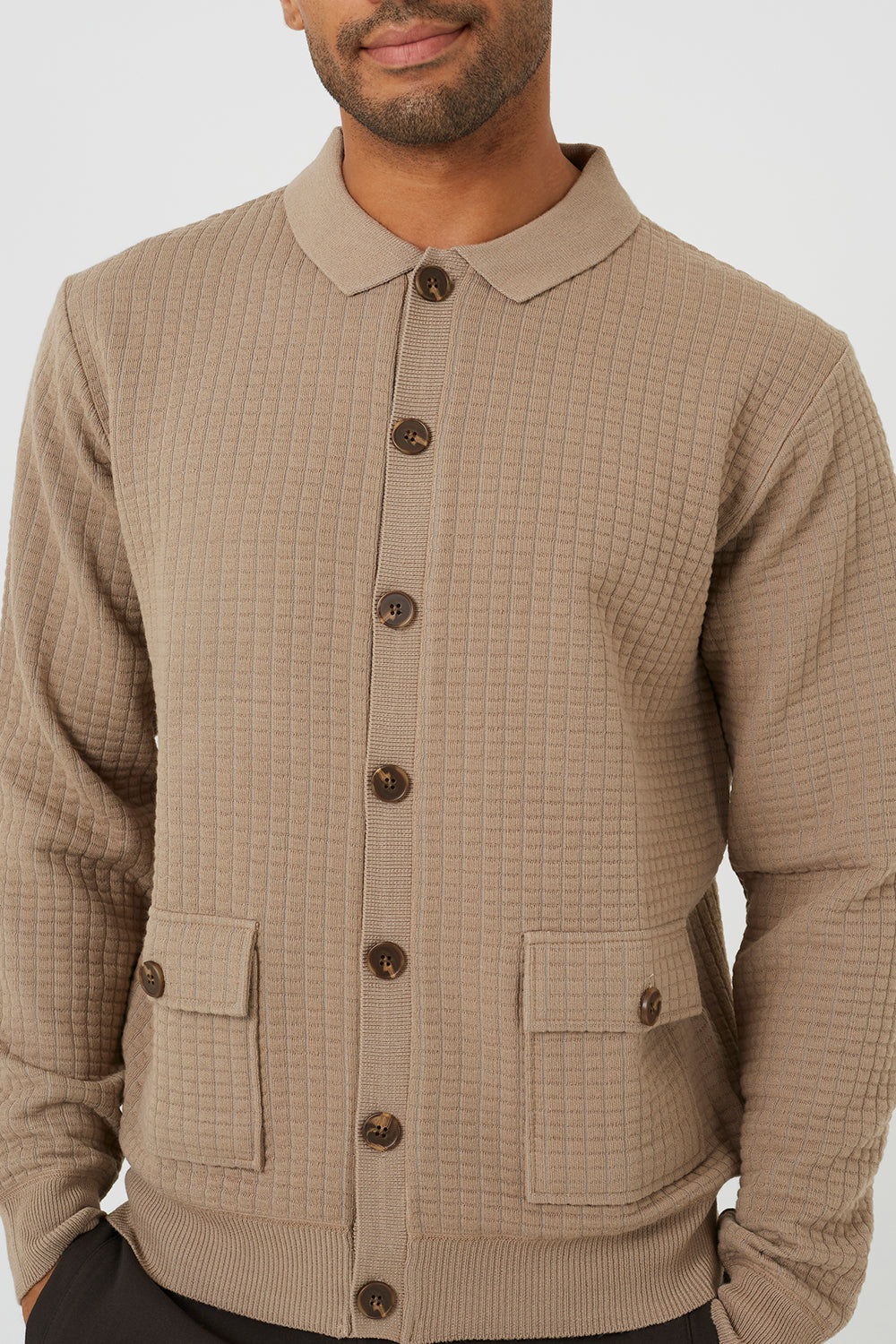 Brave Soul Beige Patch Pocket Knitted Cardigan - Beige Image 4