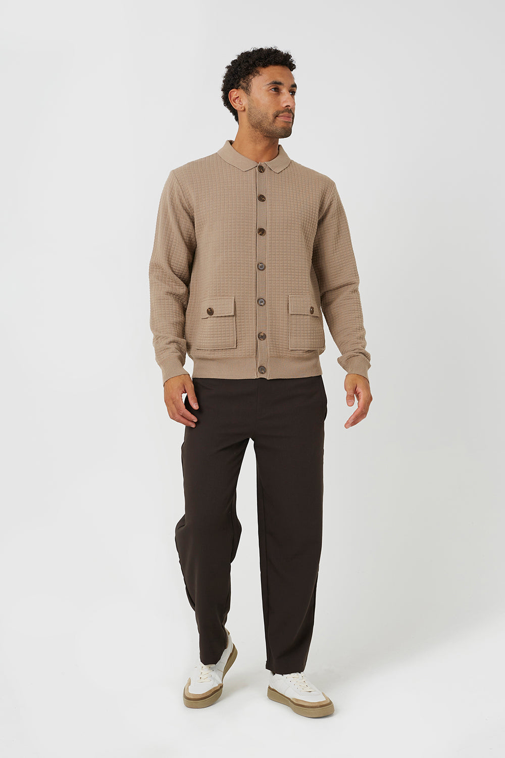 Brave Soul Beige Patch Pocket Knitted Cardigan - Beige Image 3