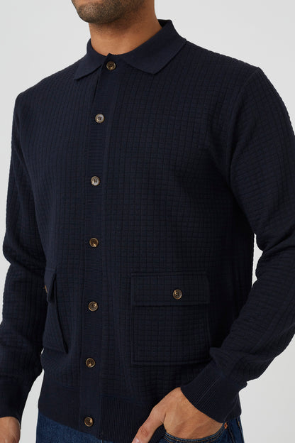Brave Soul Navy Patch Pocket Knitted Cardigan - Navy Image 4