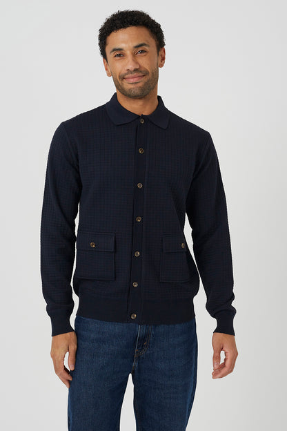 Brave Soul Navy Patch Pocket Knitted Cardigan - Navy Image 1