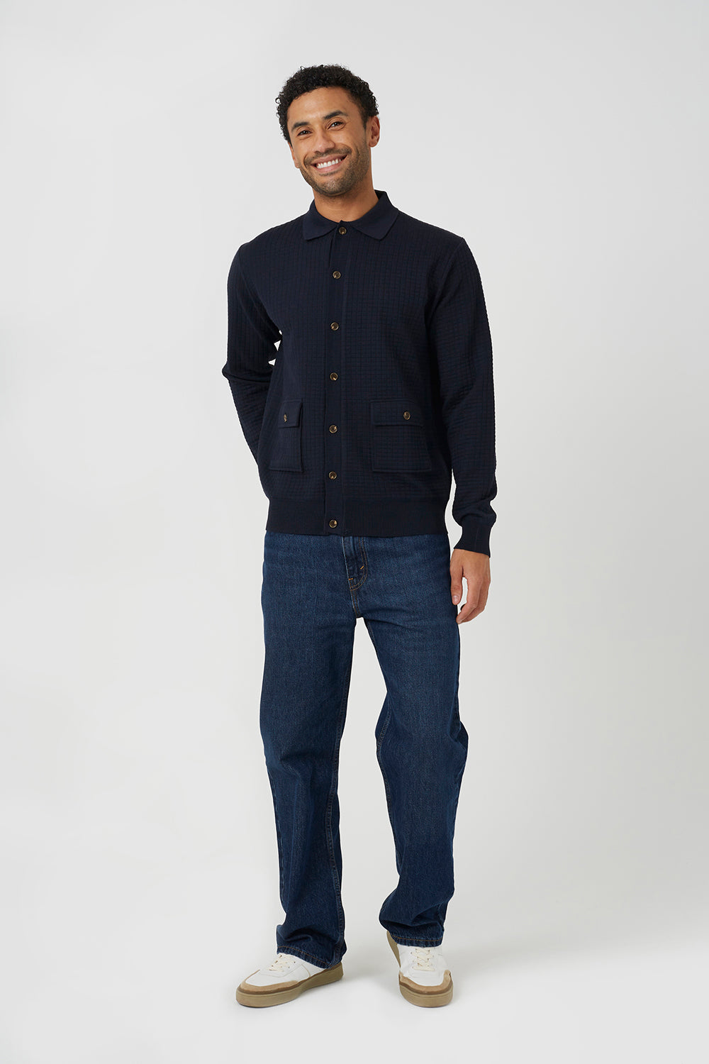 Brave Soul Navy Patch Pocket Knitted Cardigan - Navy Image 3