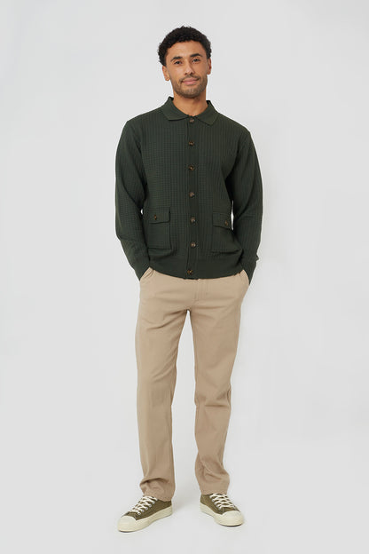 Brave Soul Khaki Patch Pocket Knitted Cardigan - Khaki Image 3