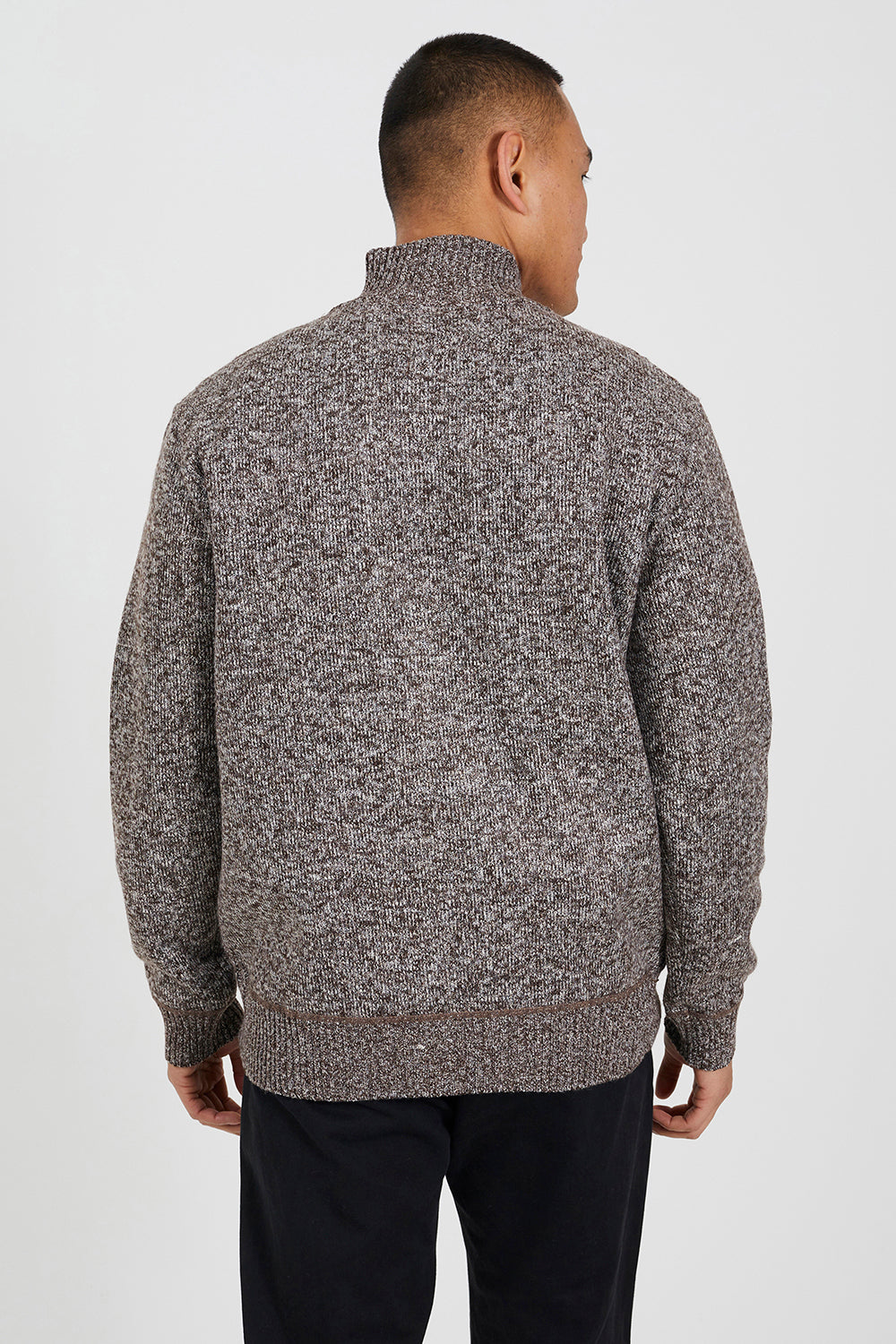 Brave Soul Brown Funnel Neck Waffle Knit Zip Through Cardigan - Brown Image 2