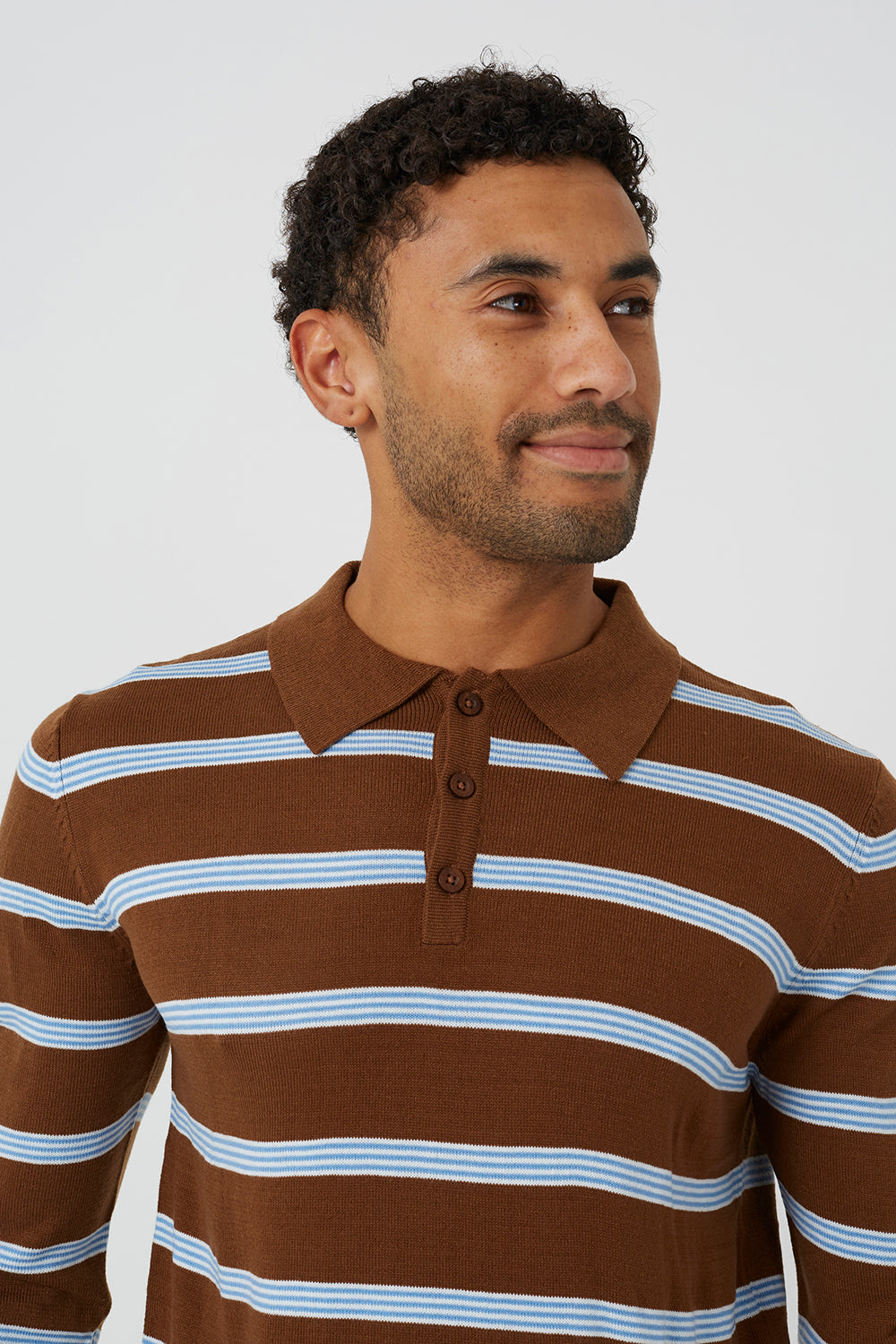 Brave Soul Brown Knitted Polo Neck Jumper - Brown Image 4