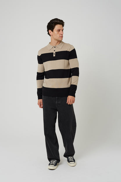 Brave Soul Black Stripe Collared Jumper - Black Image 3
