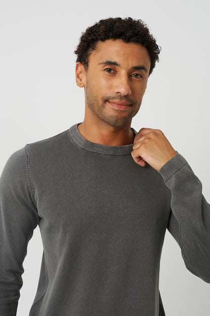 Brave Soul Grey Acid Wash Crew Neck Jumper - Grey Image 4