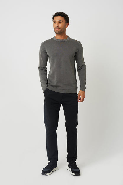Brave Soul Grey Acid Wash Crew Neck Jumper - Grey Image 3
