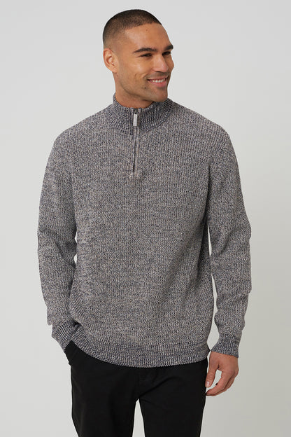 Brave Soul Grey Funnel Neck Quarter Zip Knitted Jumper - Grey Image 1