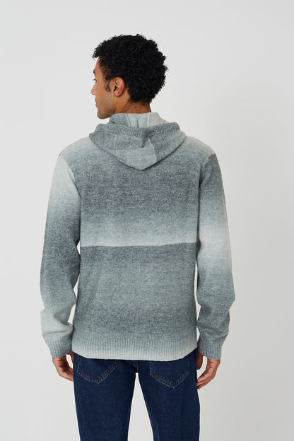 Brave Soul Grey Ombre Knitted Hoodie - Grey Image 2