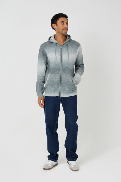 Brave Soul Grey Ombre Knitted Hoodie - Grey Image 3