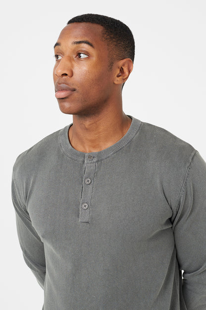 Brave Soul Grey Grandad Neck Knitted Jumper - Grey Image 3
