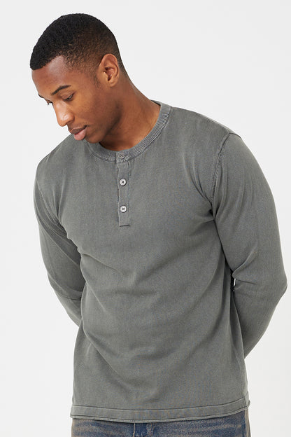 Brave Soul Grey Grandad Neck Knitted Jumper - Grey Image 4
