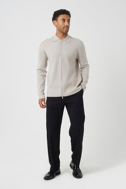 Brave Soul Light Sand Collared Zip Through Cardigan - Light Sand Image 3