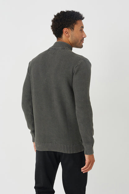 Brave Soul Grey Acid Wash Quarter Zip Jumper - Grey Image 2