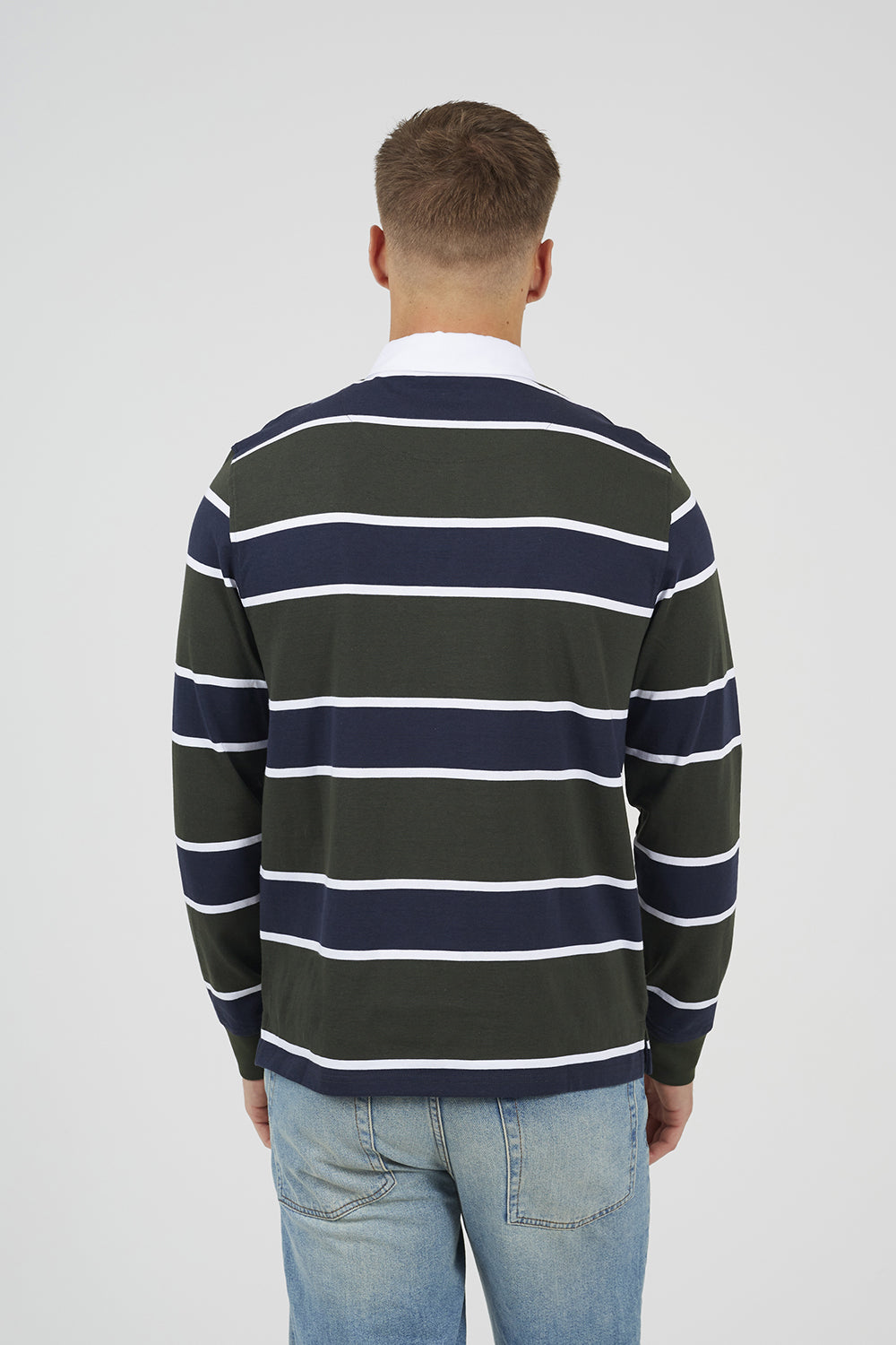 Brave Soul Dark Green Striped Rugby Shirt - Dark Green Image 2