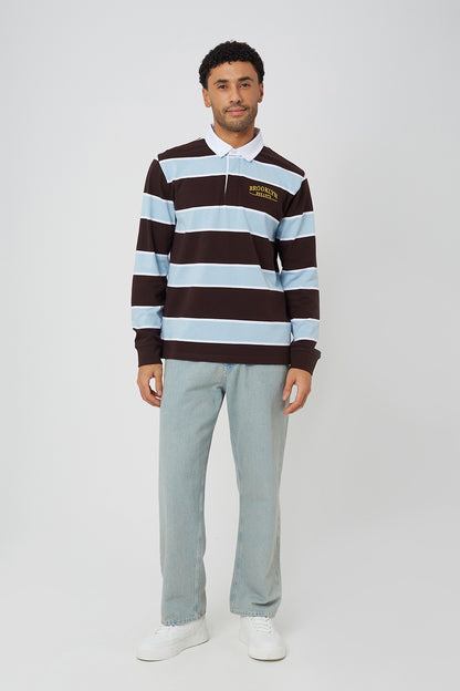 Brave Soul Chocolate Striped Rugby Shirt - Chocolate Image 3