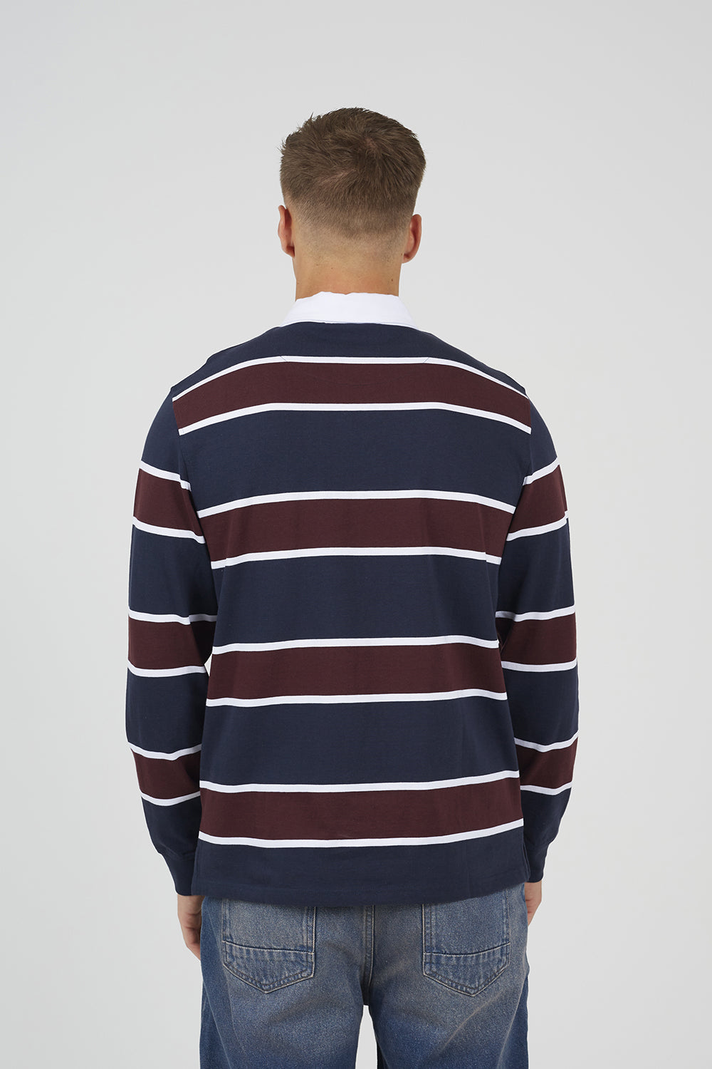 Brave Soul Navy Striped Rugby Shirt - Navy Image 2