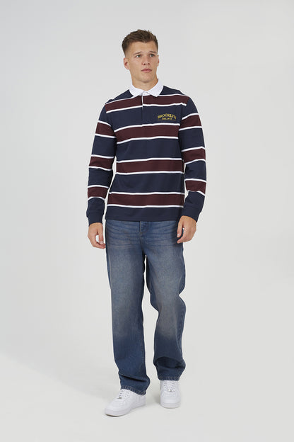 Brave Soul Navy Striped Rugby Shirt - Navy Image 3
