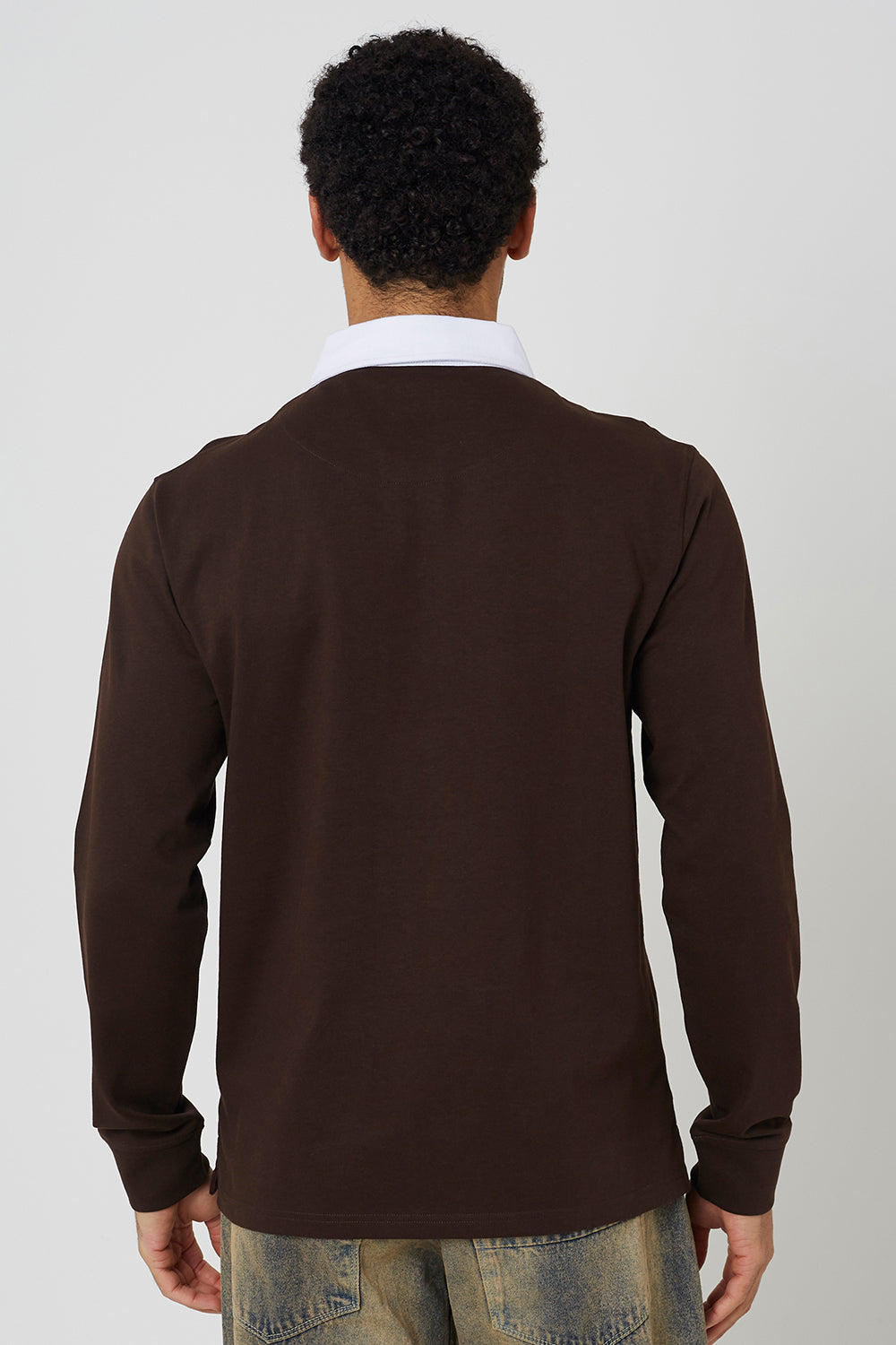 Brave Soul Chocolate Solid Colour Rugby Shirt - Chocolate Image 2