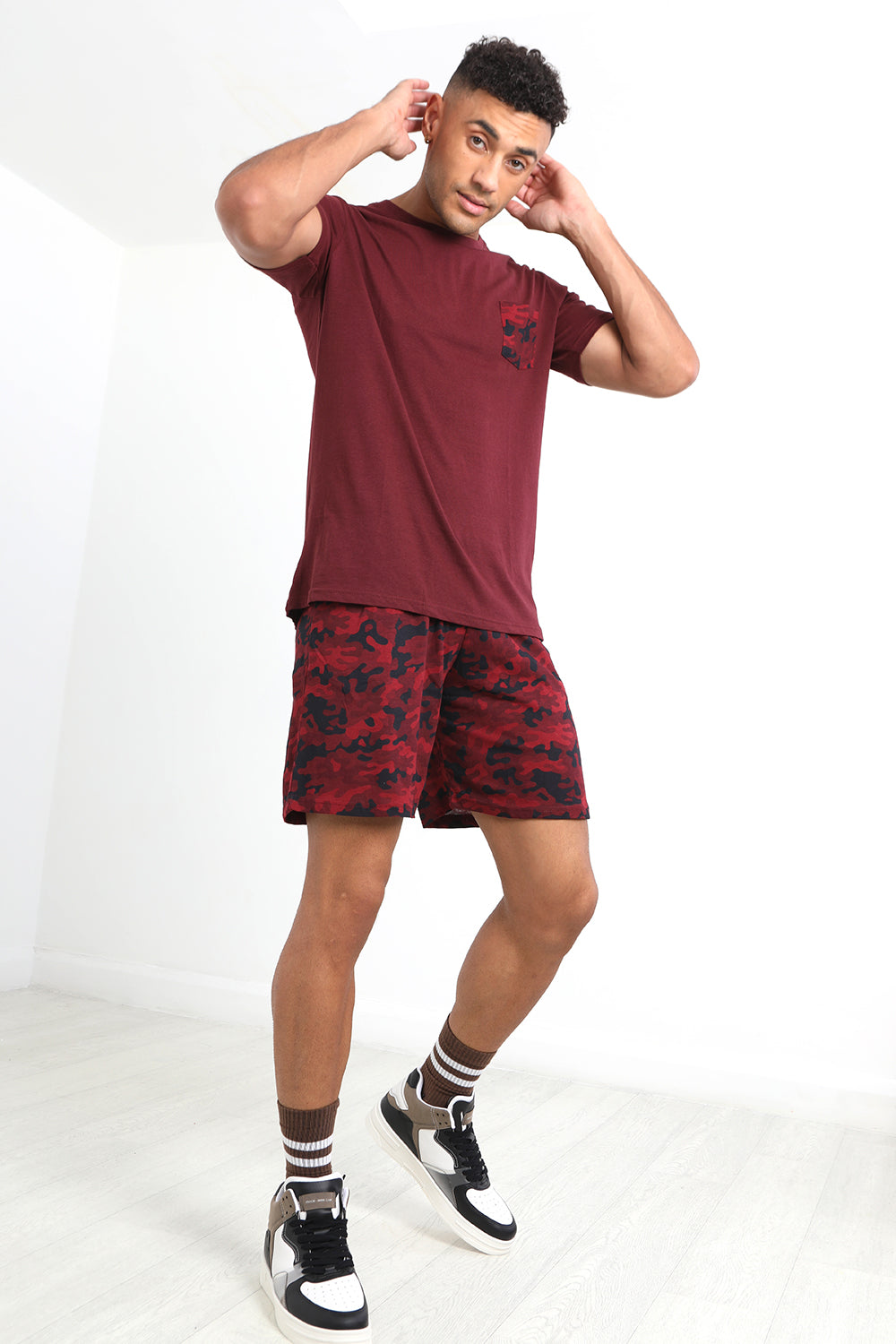 Brave Soul Burgundy Cotton Short Sleeve Pyjama Set - Burgundy Image 1