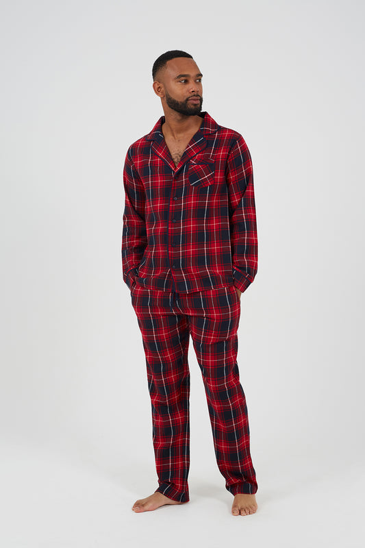 Brave Soul Red Checked Long Sleeve Pyjama Set - Red Image 1