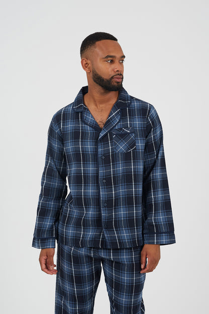 Brave Soul Navy Checked Long Sleeve Pyjama Set - Navy Image 4