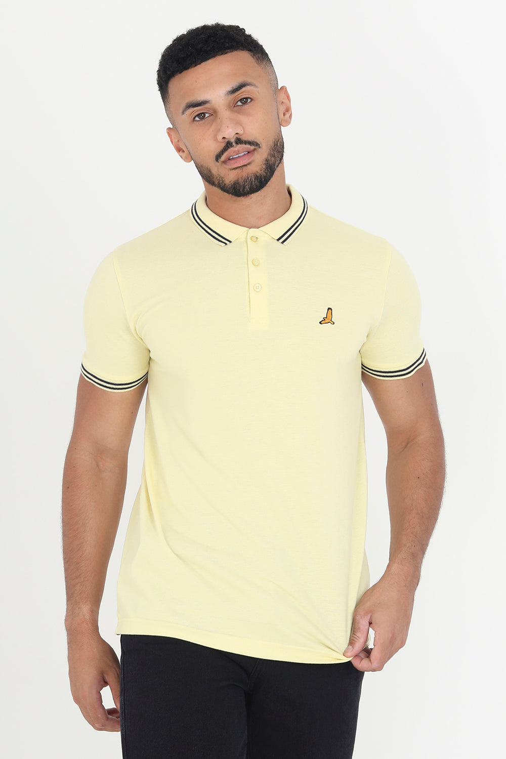 Brave Soul Yellow Short Sleeve Pique Polo Shirt With Contrast Tipping - Yellow Image 1