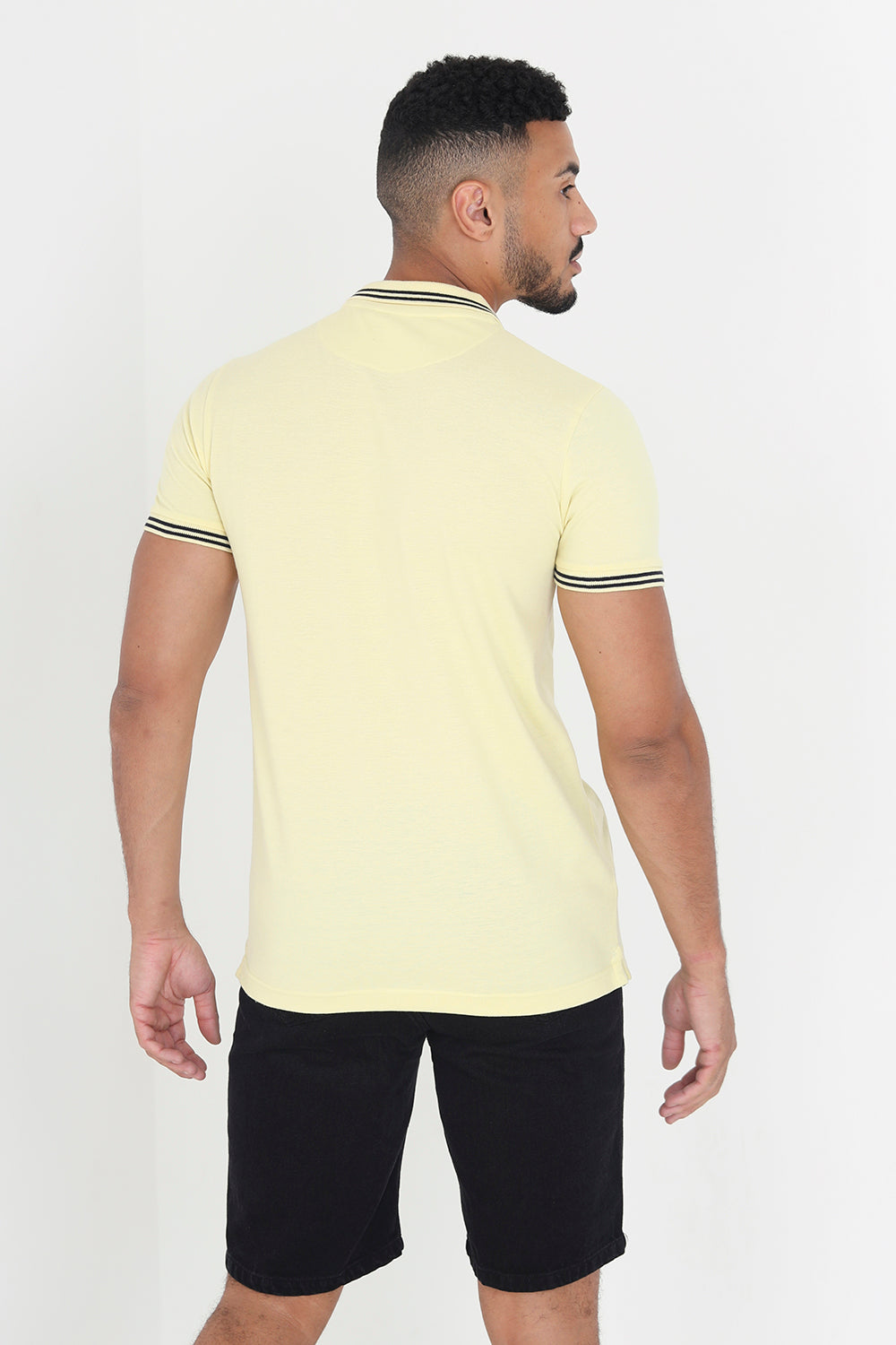 Brave Soul Yellow Short Sleeve Pique Polo Shirt With Contrast Tipping - Yellow Image 2