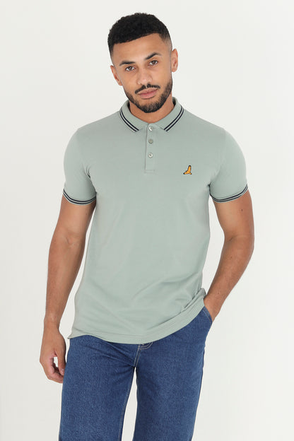 Brave Soul Mint Short Sleeve Pique Polo Shirt With Contrast Tipping - Mint Image 1