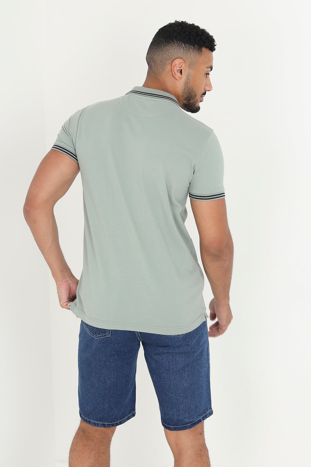 Brave Soul Mint Short Sleeve Pique Polo Shirt With Contrast Tipping - Mint Image 2