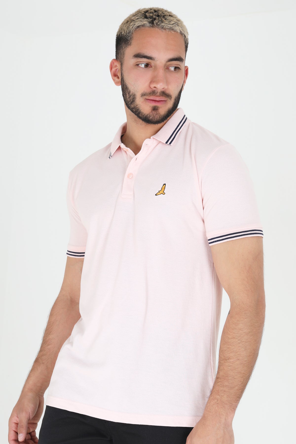 Brave Soul Pink Short Sleeve Pique Polo Shirt With Contrast Tipping - Pink Image 1