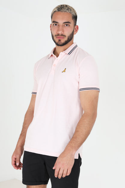 Brave Soul Pink Short Sleeve Pique Polo Shirt With Contrast Tipping - Pink Image 3