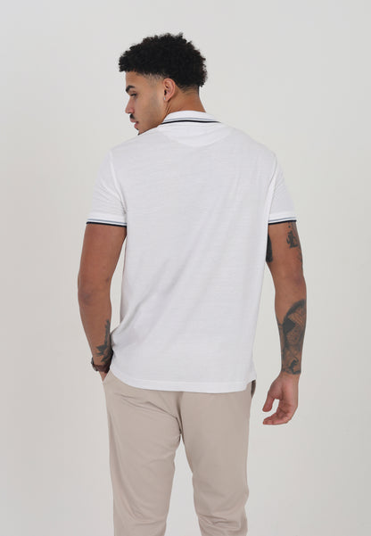 Brave Soul White Short Sleeve Pique Polo Shirt With Contrast Tipping - White Image 2