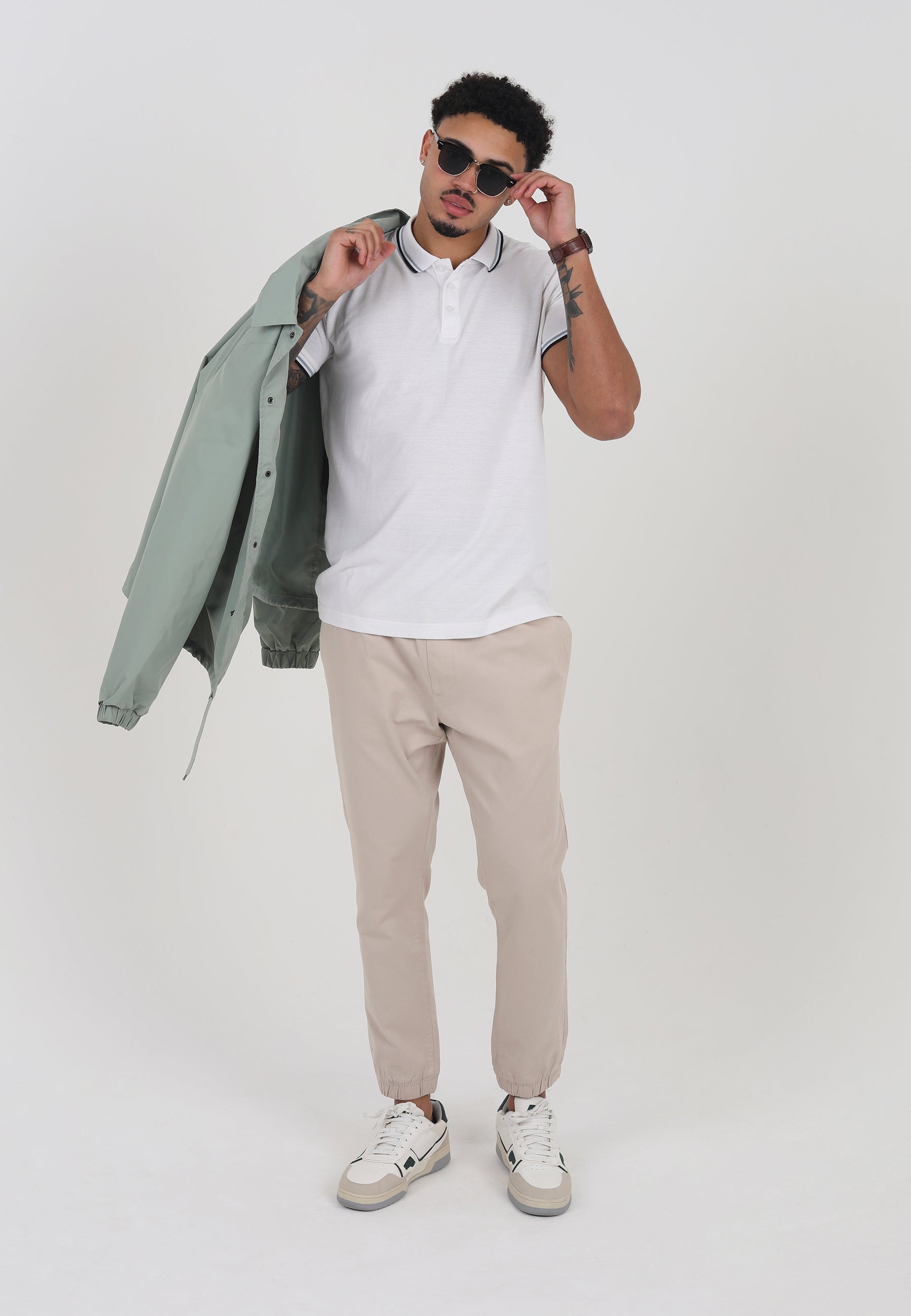 Brave Soul White Short Sleeve Pique Polo Shirt With Contrast Tipping - White Image 3