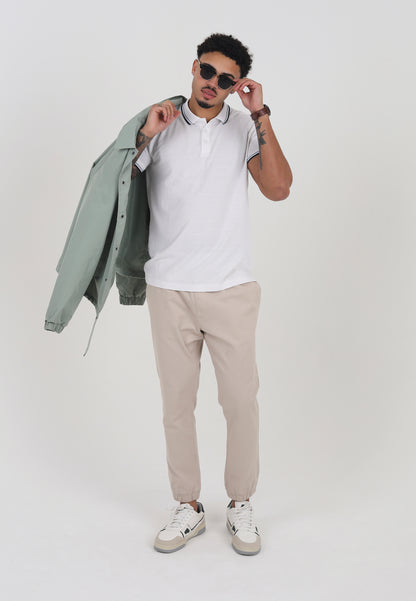 Brave Soul White Short Sleeve Pique Polo Shirt With Contrast Tipping - White Image 3