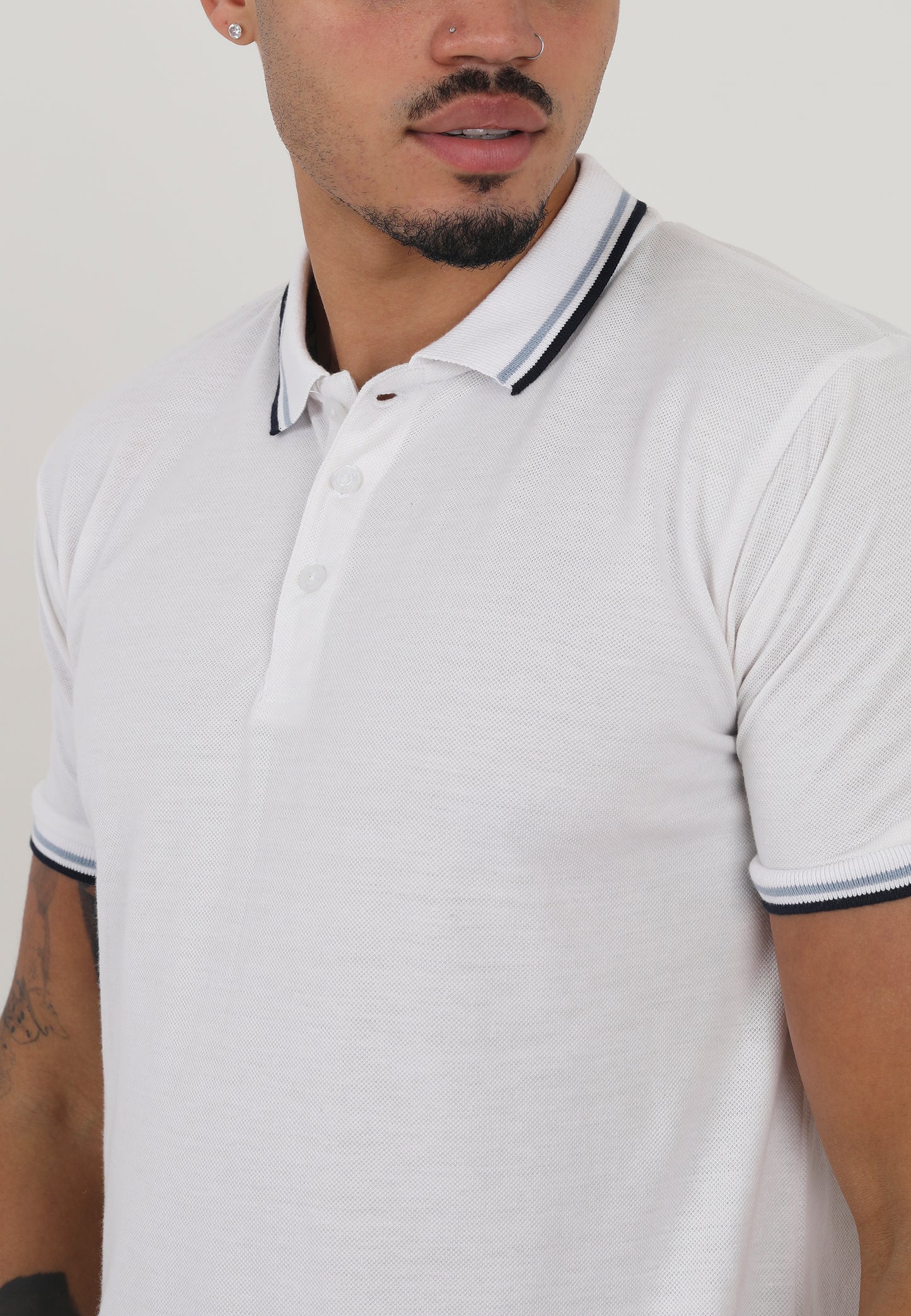 Brave Soul White Short Sleeve Pique Polo Shirt With Contrast Tipping - White Image 4