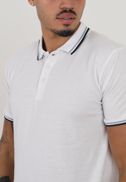 Brave Soul White Short Sleeve Pique Polo Shirt With Contrast Tipping - White Image 4