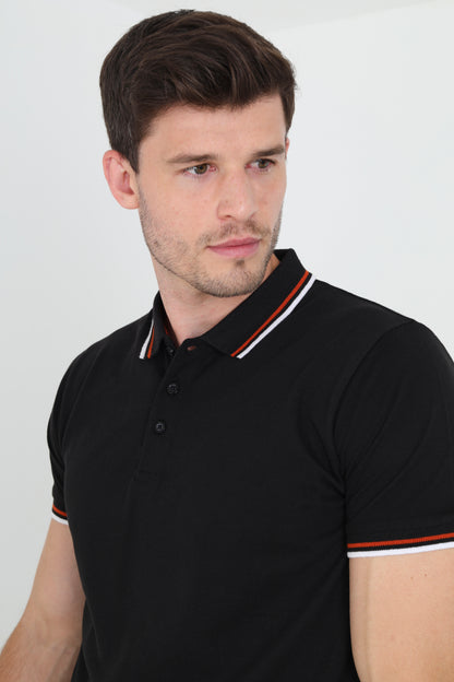 Brave Soul Black Short Sleeve Pique Polo Shirt With Contrast Tipping - Black Image 3