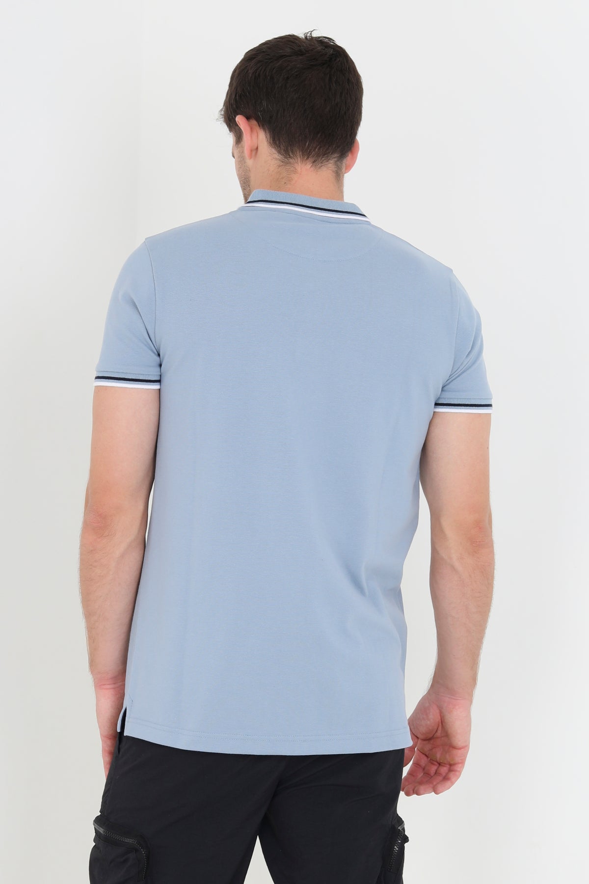 Brave Soul Blue Short Sleeve Pique Polo Shirt With Contrast Tipping - Blue Image 2