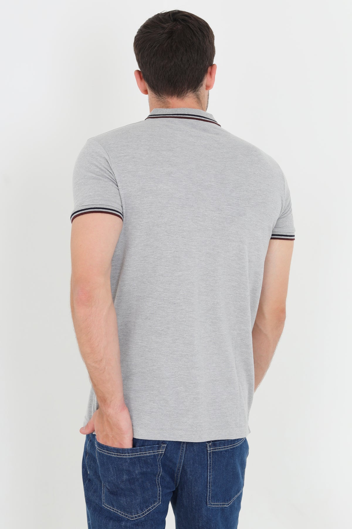 Brave Soul Light Grey Short Sleeve Pique Polo Shirt With Contrast Tipping - Light Grey Image 2