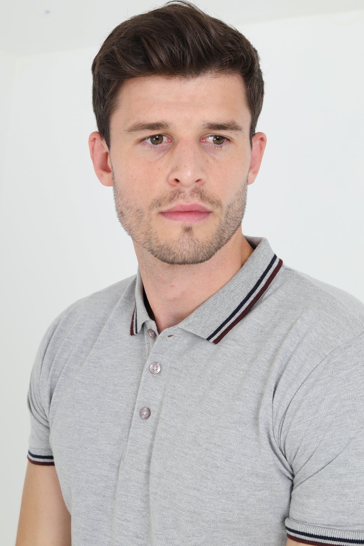 Brave Soul Light Grey Short Sleeve Pique Polo Shirt With Contrast Tipping - Light Grey Image 3