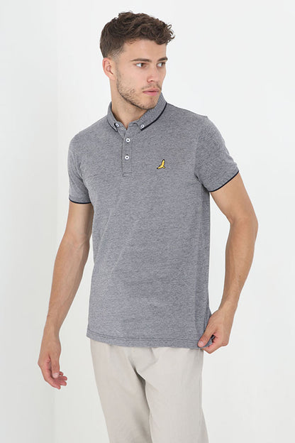 Brave Soul Black Short Sleeve Jacquard Trim Polo Shirt - Black Image 1