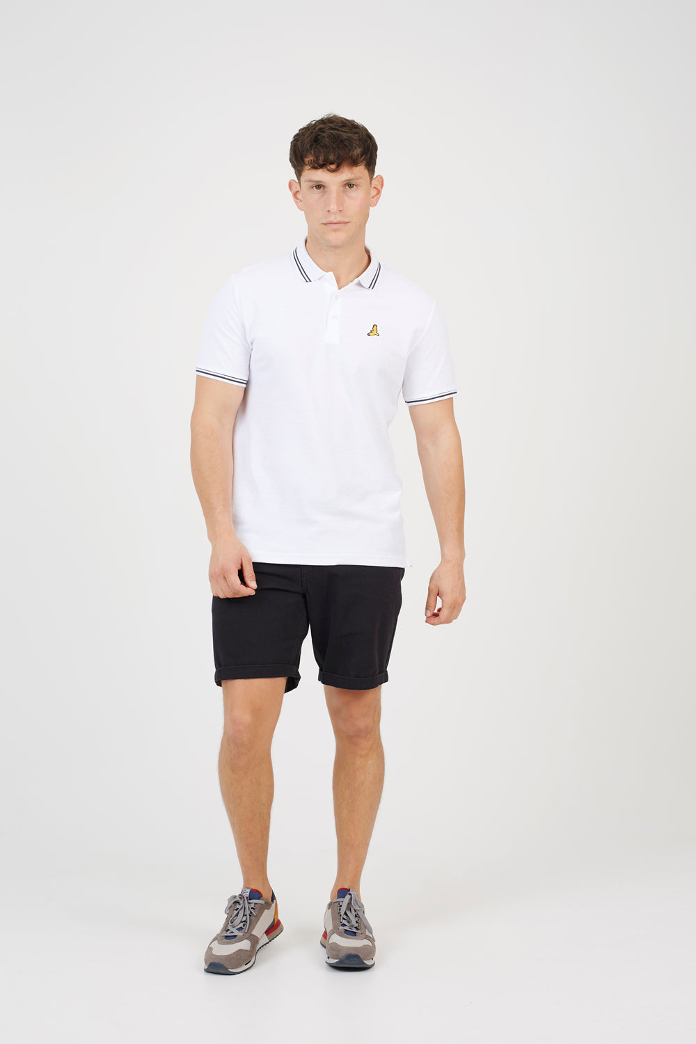 Brave Soul White Cotton Polo Shirt with Contrast Collar - White Image 3