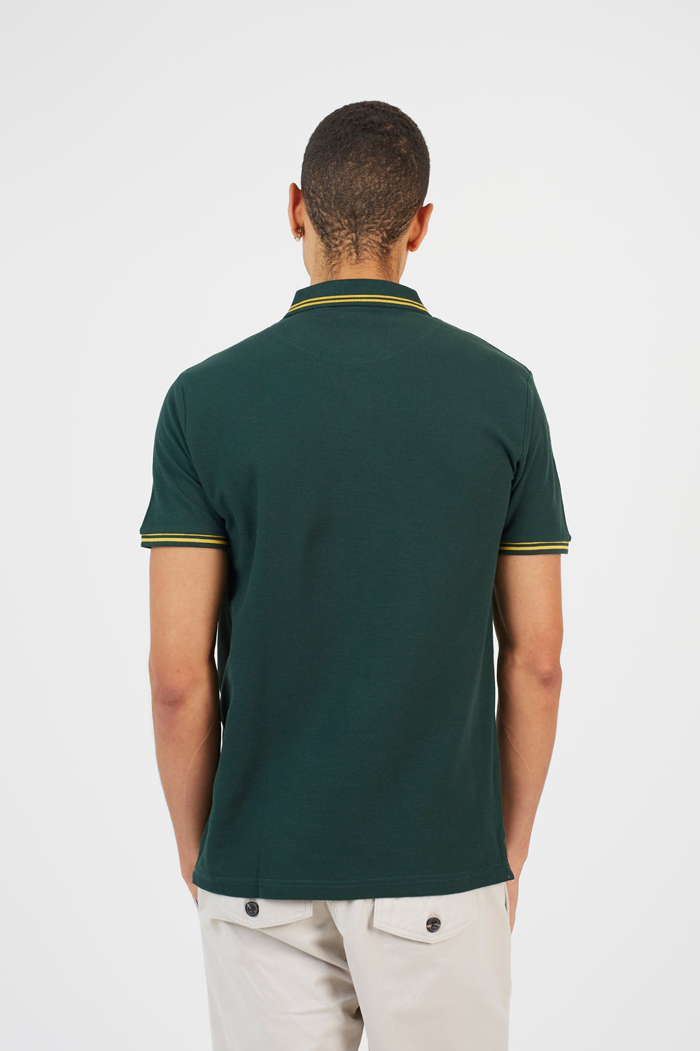 Brave Soul Dark Green Cotton Polo Shirt with Contrast Collar - Dark Green Image 2