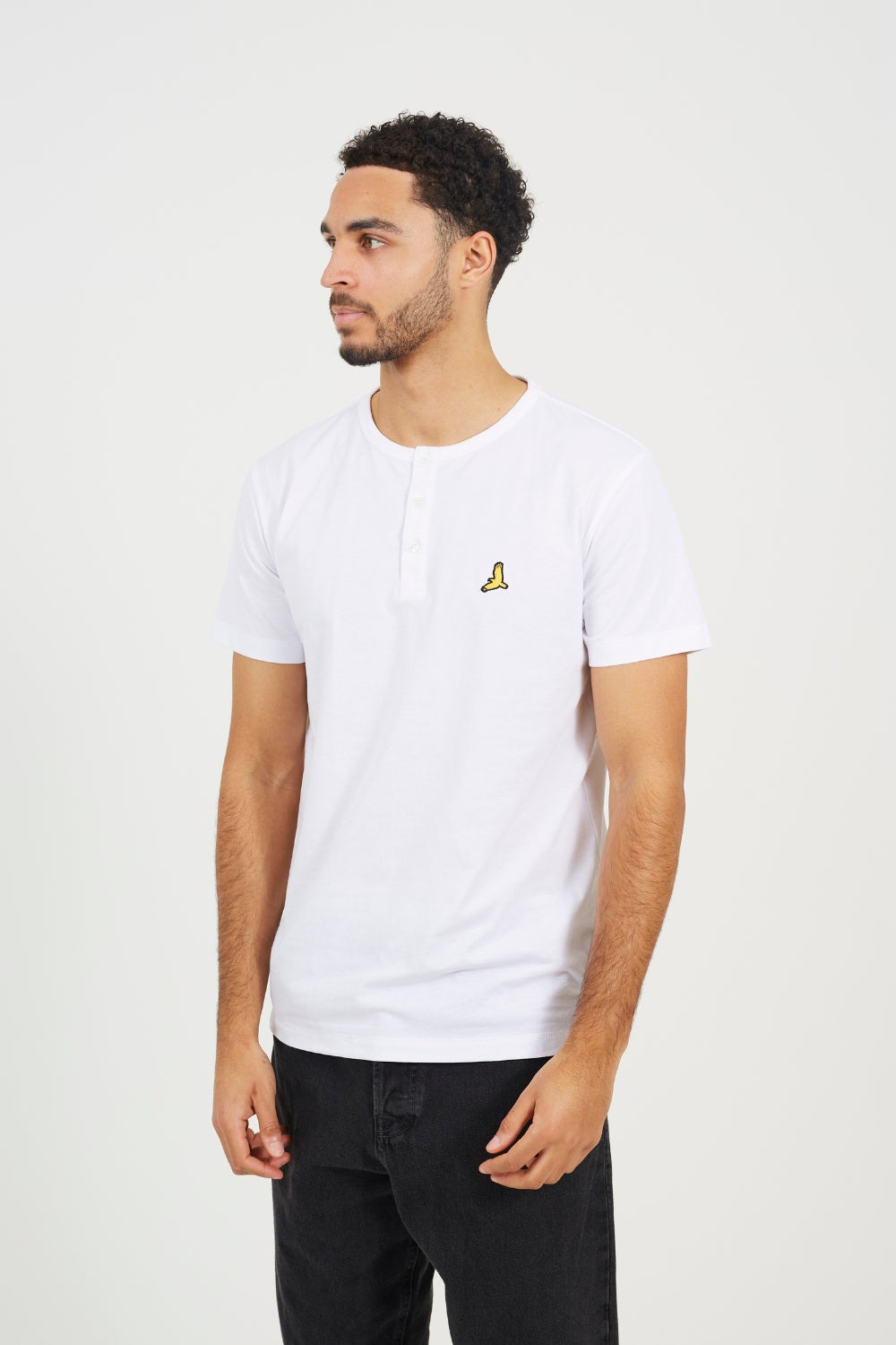 Brave Soul White 3 Pack Cotton Crew Neck Button Front T-Shirts - White Image 2