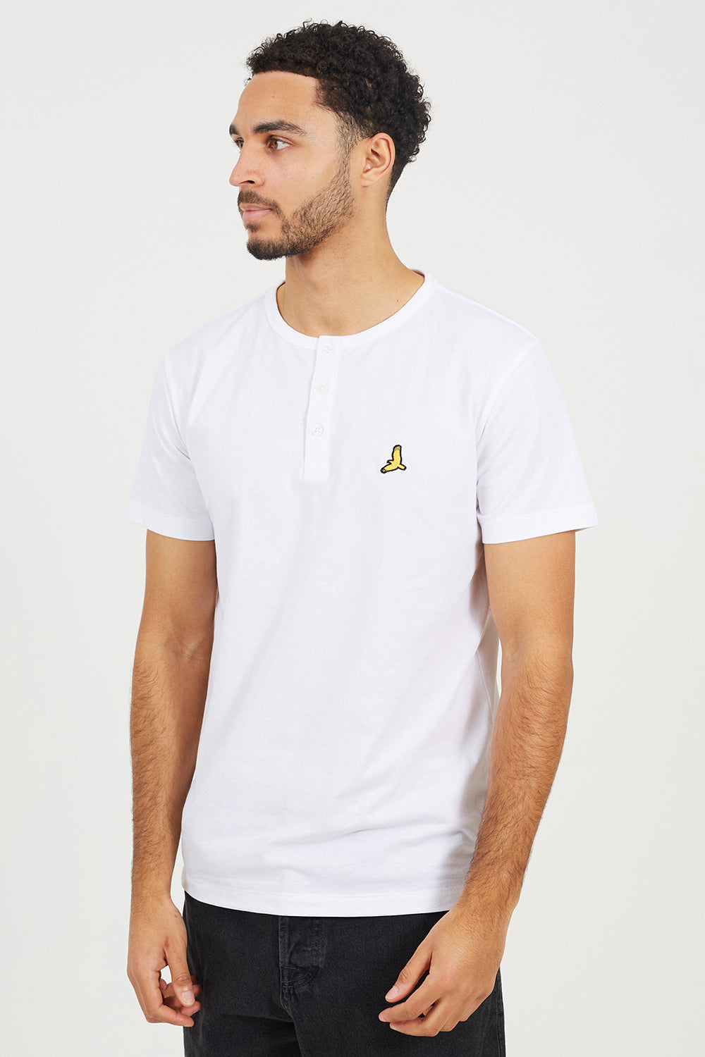 Brave Soul White 3 Pack Cotton Crew Neck Button Front T-Shirts - White Image 1