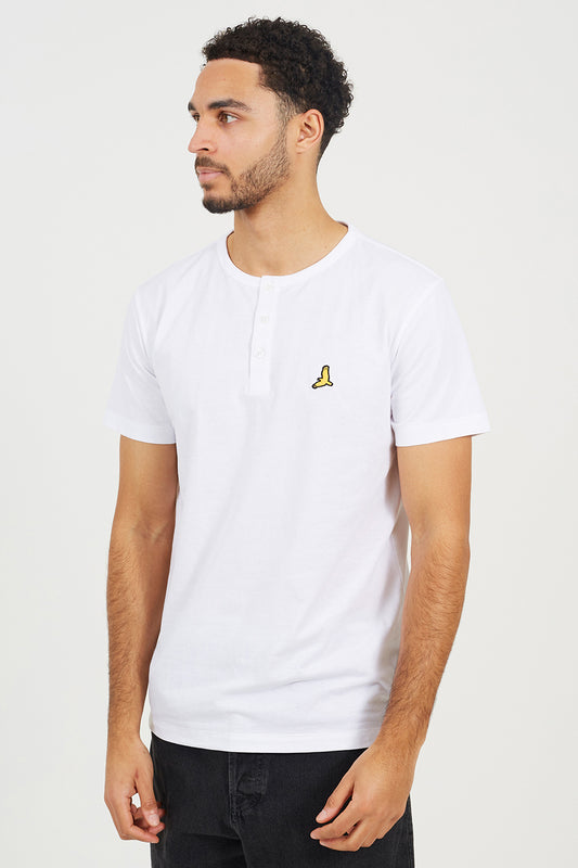Brave Soul White 3 Pack Cotton Crew Neck Button Front T-Shirts - White Image 1