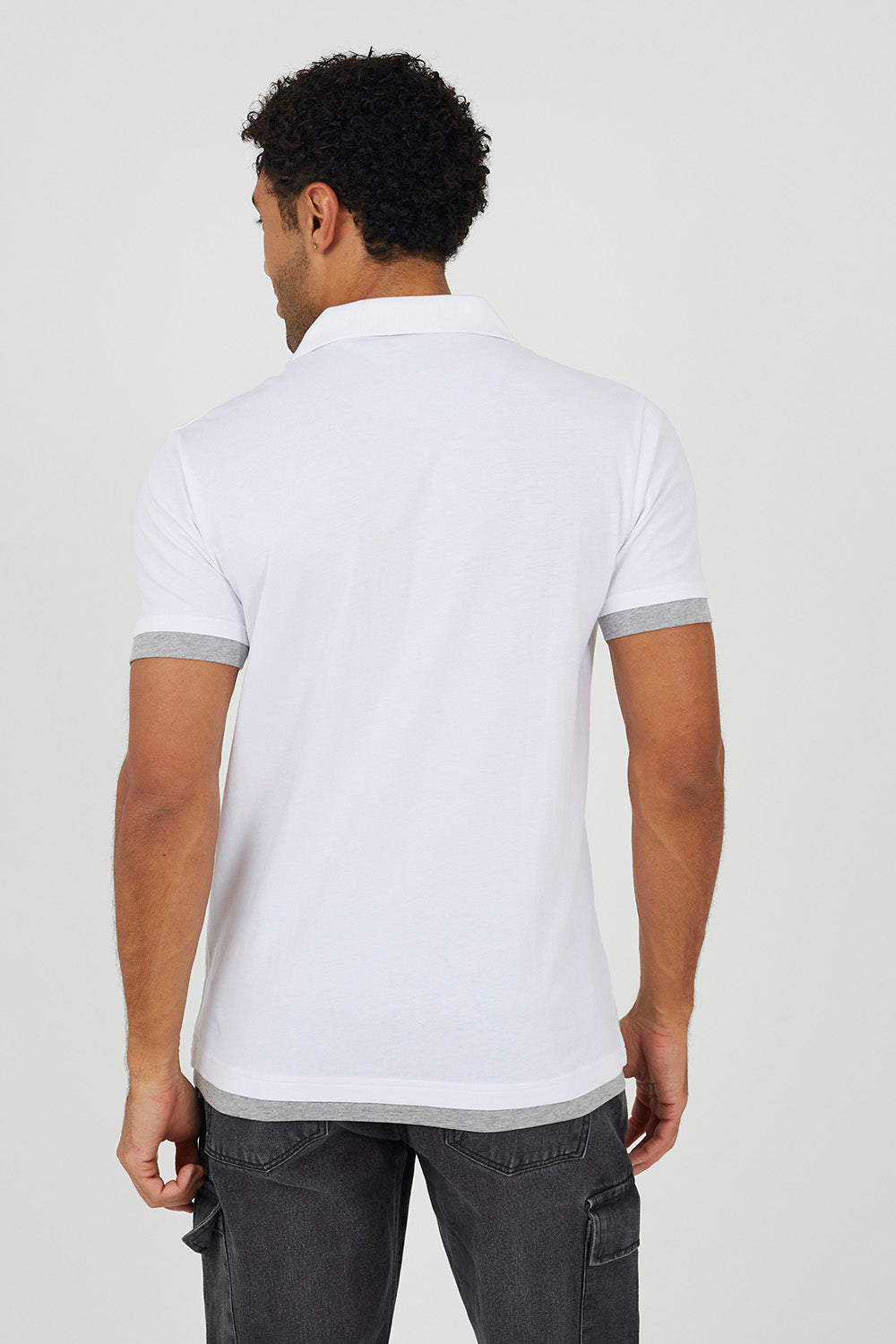 Brave Soul White Mock Neck Polo Shirt - White Image 2
