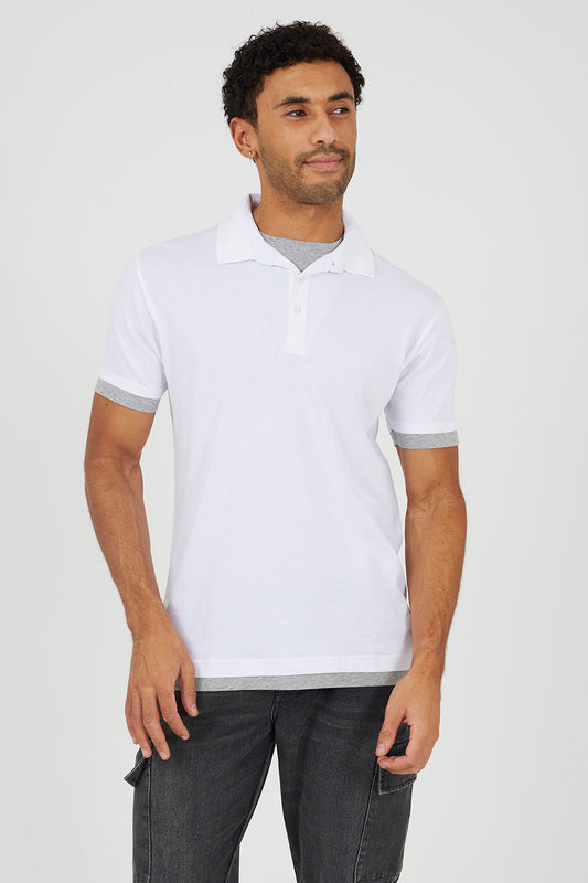 Brave Soul White Mock Neck Polo Shirt - White Image 1